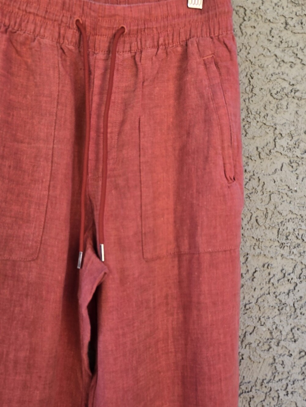 Athleta Retreat Women's Drawstring Linen Jogger Pants - Rust Wide Leg - Picture 4 of 14